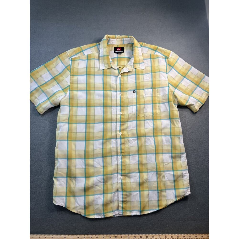 Vintage Quiksilver Plaid Shirt Mens LARGE Short Sleeve Y2K Button-Up Casual Wear